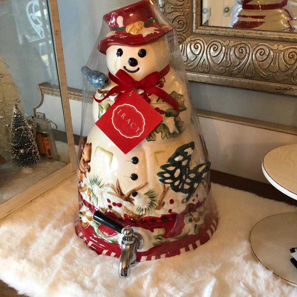 Holiday Snowman Beverage Dispenser - Red and White. New with tag.